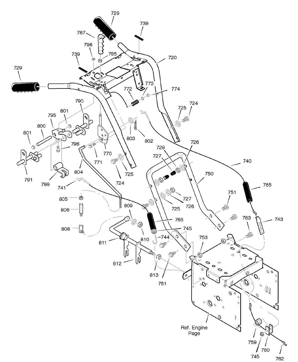 Handle Assembly Diagram and Parts List for 627117X43A 2004 Briggs and Stratton Snow Blower